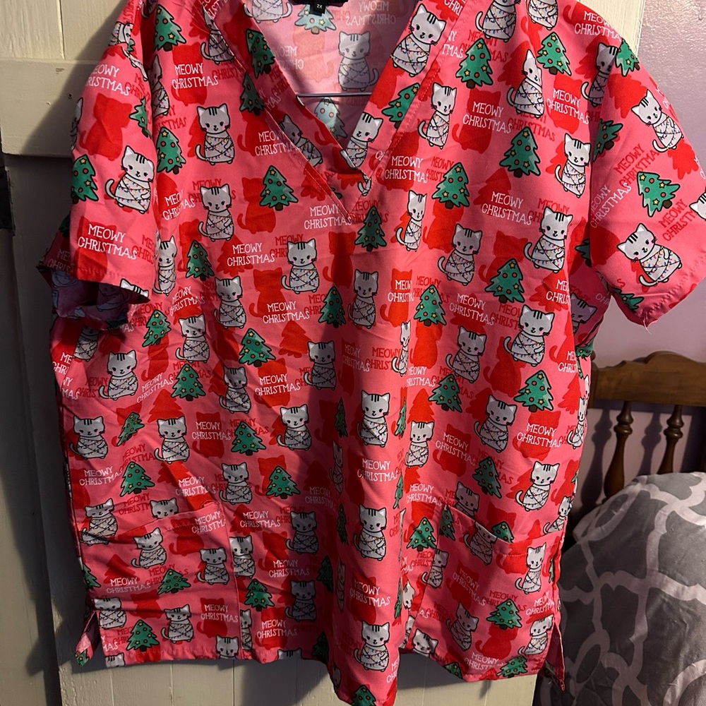 Christmas scrub top 2x
